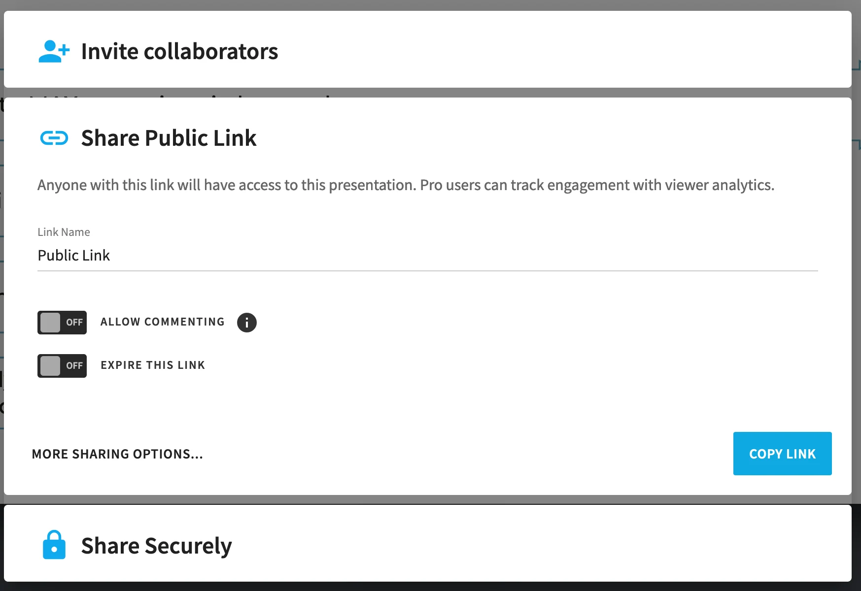 screenshot of team collaboration feature